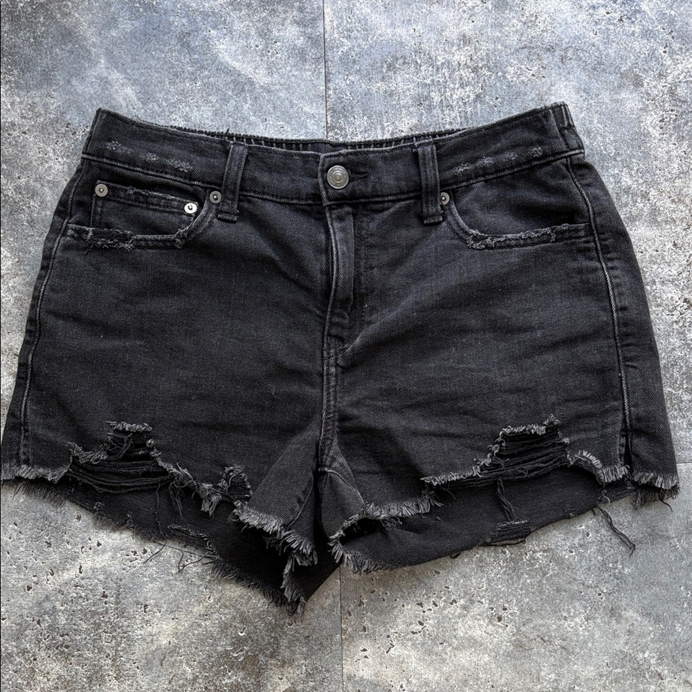 Aerie Black Ripped Jean Shorts